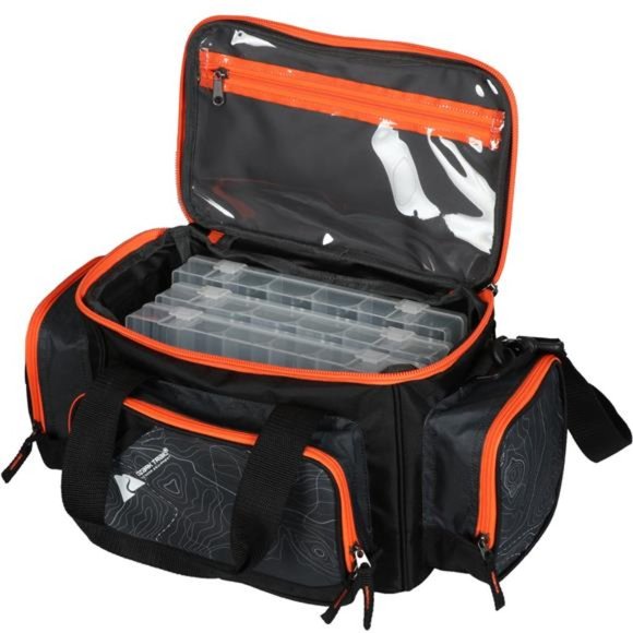 Ozark Trail 360 Fishing Tackle Bag with Tackle Boxes, Black